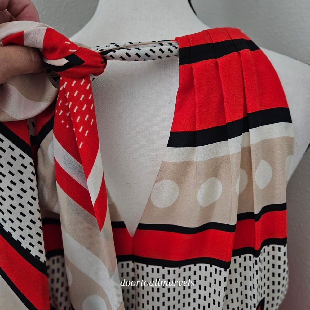 Eliza J Scarf Geometric Print Maxi Halter Dress sz 12 Statement Boho Chic - Picture 9 of 13